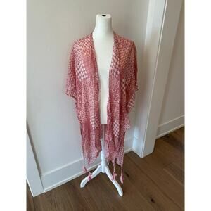 Unbranded Womens Pink Geometric Bohemian Open Front Cardigan Cover Up One Size